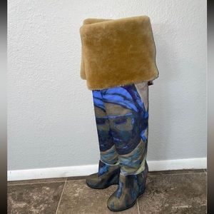 UGG x Claire Tabouret US 5 Over the Knee Dark Sapphire Wedge Boots Womens  NWOT